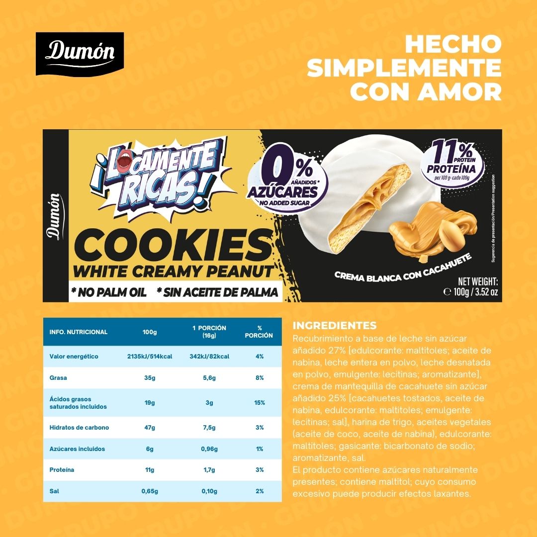 Galleta de Cacahuete Y Crema Blanca 100GR - Dumón Locamente Ricas