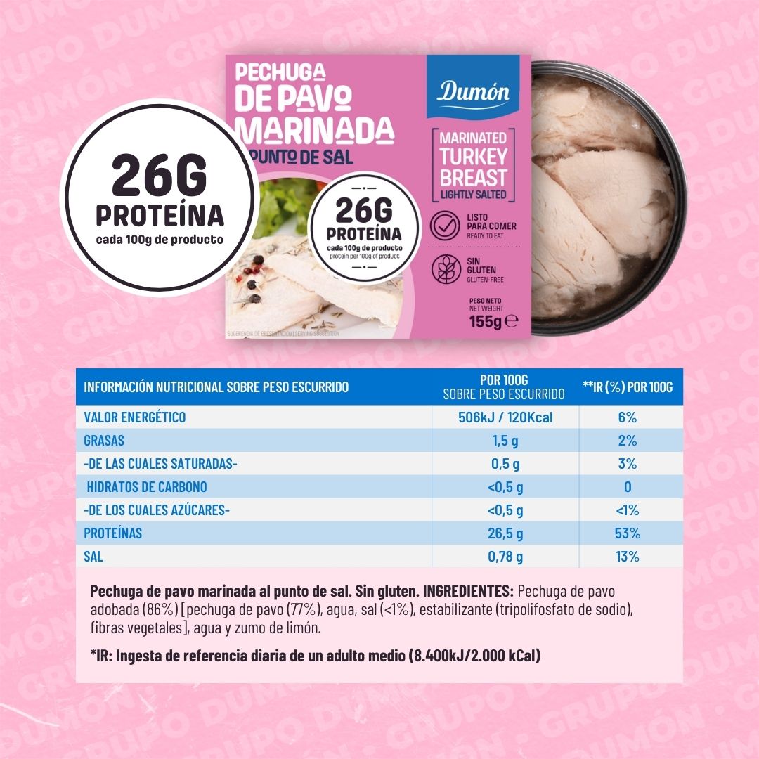 Pechugas de Pavo en su Propio Jugo en Conserva 155GR - Dumón