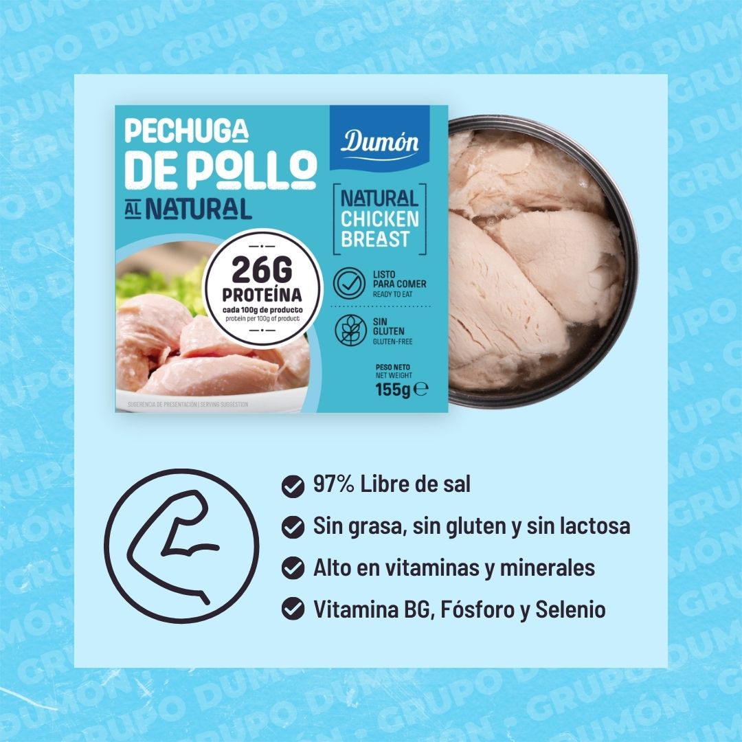 Pechugas de Pollo Al Natural en Conserva 155GR - Dumón