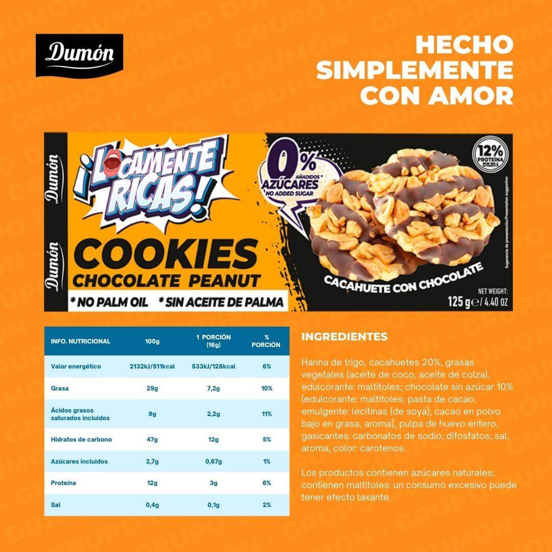 Galleta proteica Cacahuate y Chocolate Sin azucar- Dumón GRUPO DUMON