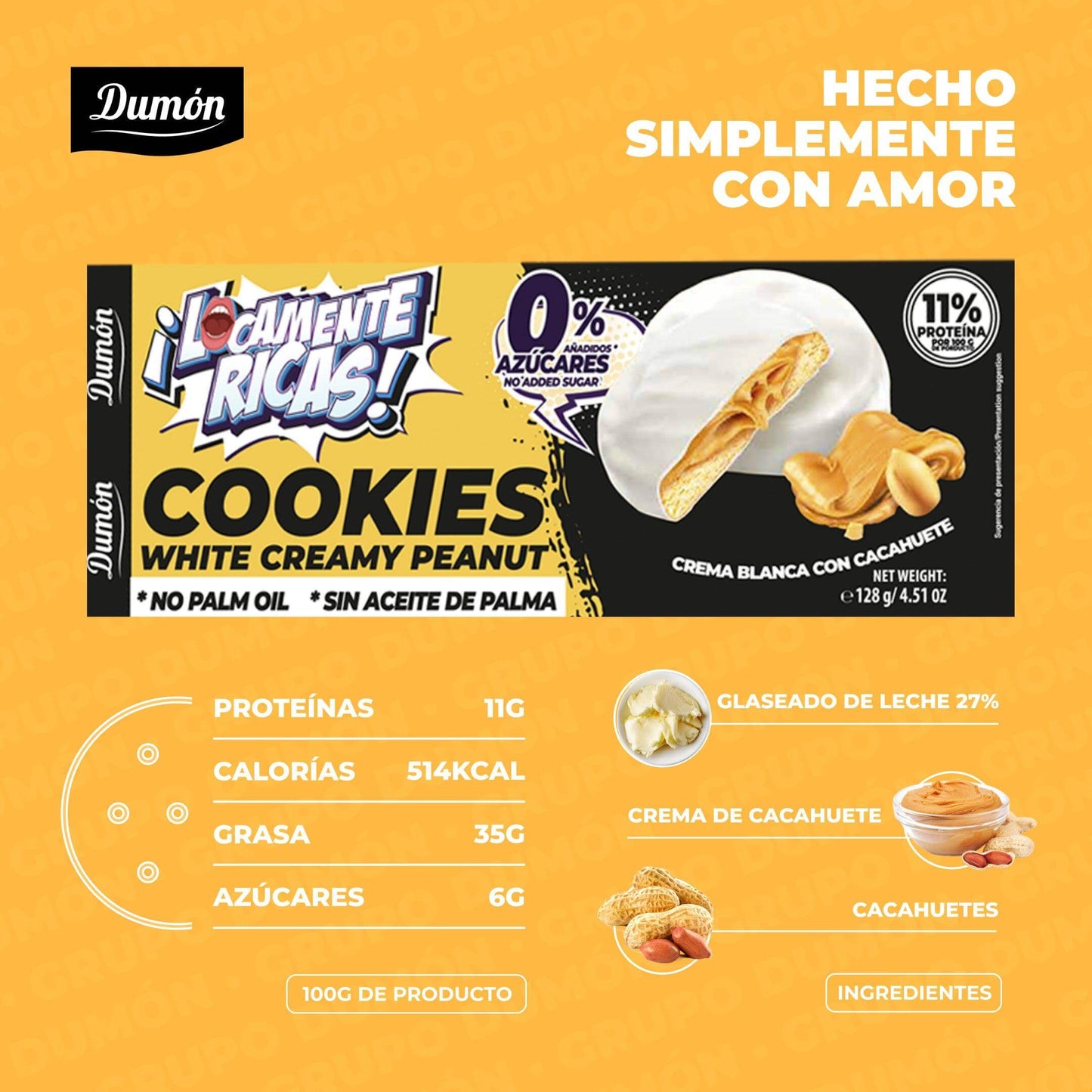 Galleta Proteica de Cacahuate y Crema Blanca - Dumón GRUPO DUMON