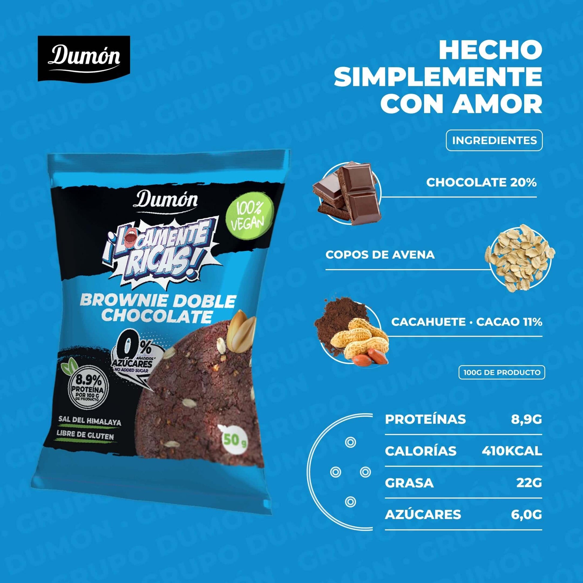 Galleta Vegana - Alta en Proteinas - Brownie Doble Chocolate