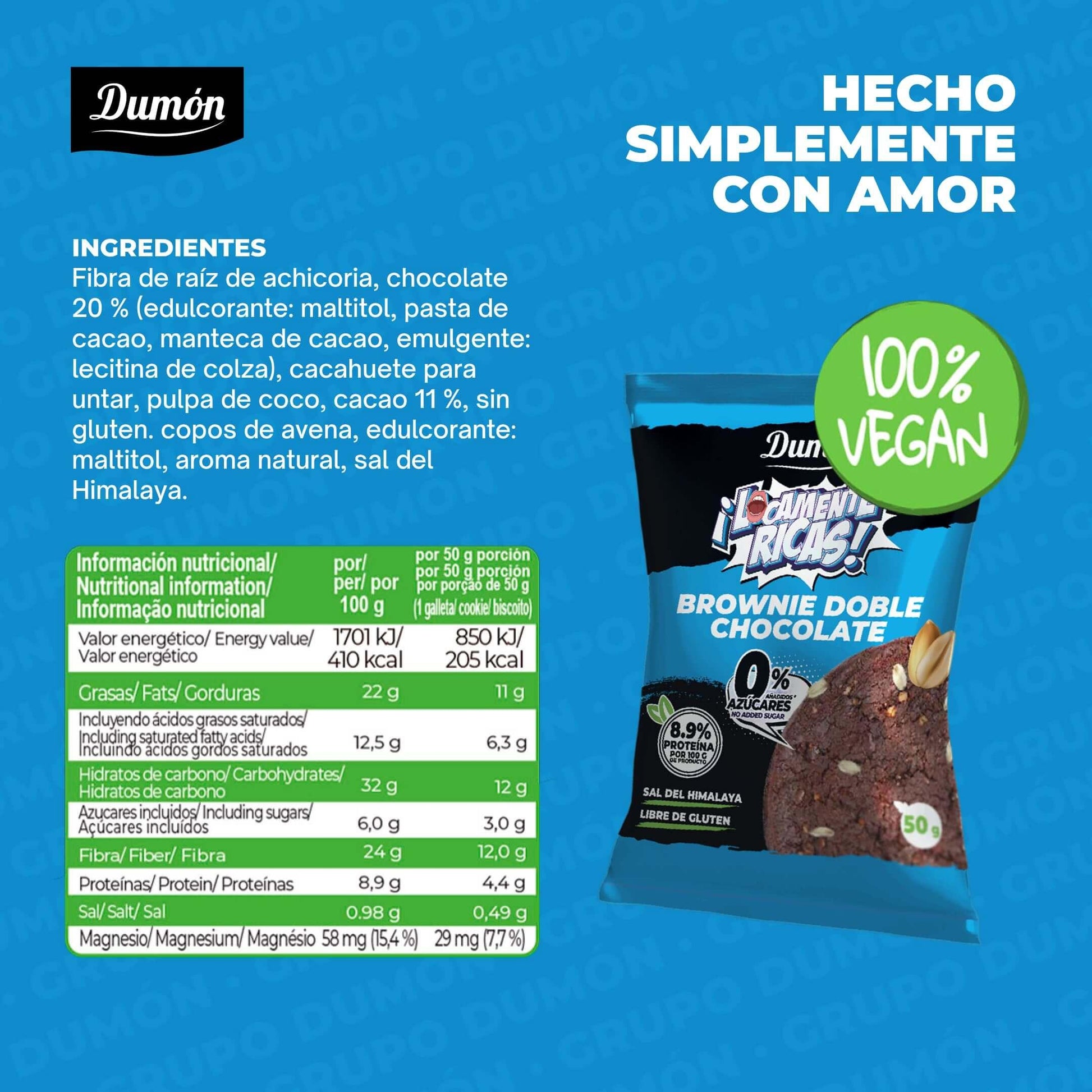 Galleta Vegana - Alta en Proteinas - Brownie Doble Chocolate