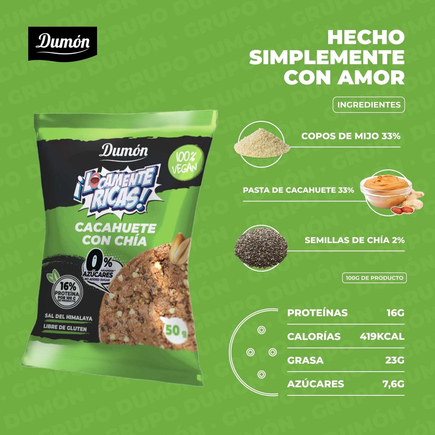 Galleta Vegana - Alta en Proteina - Cacahuate y Chia