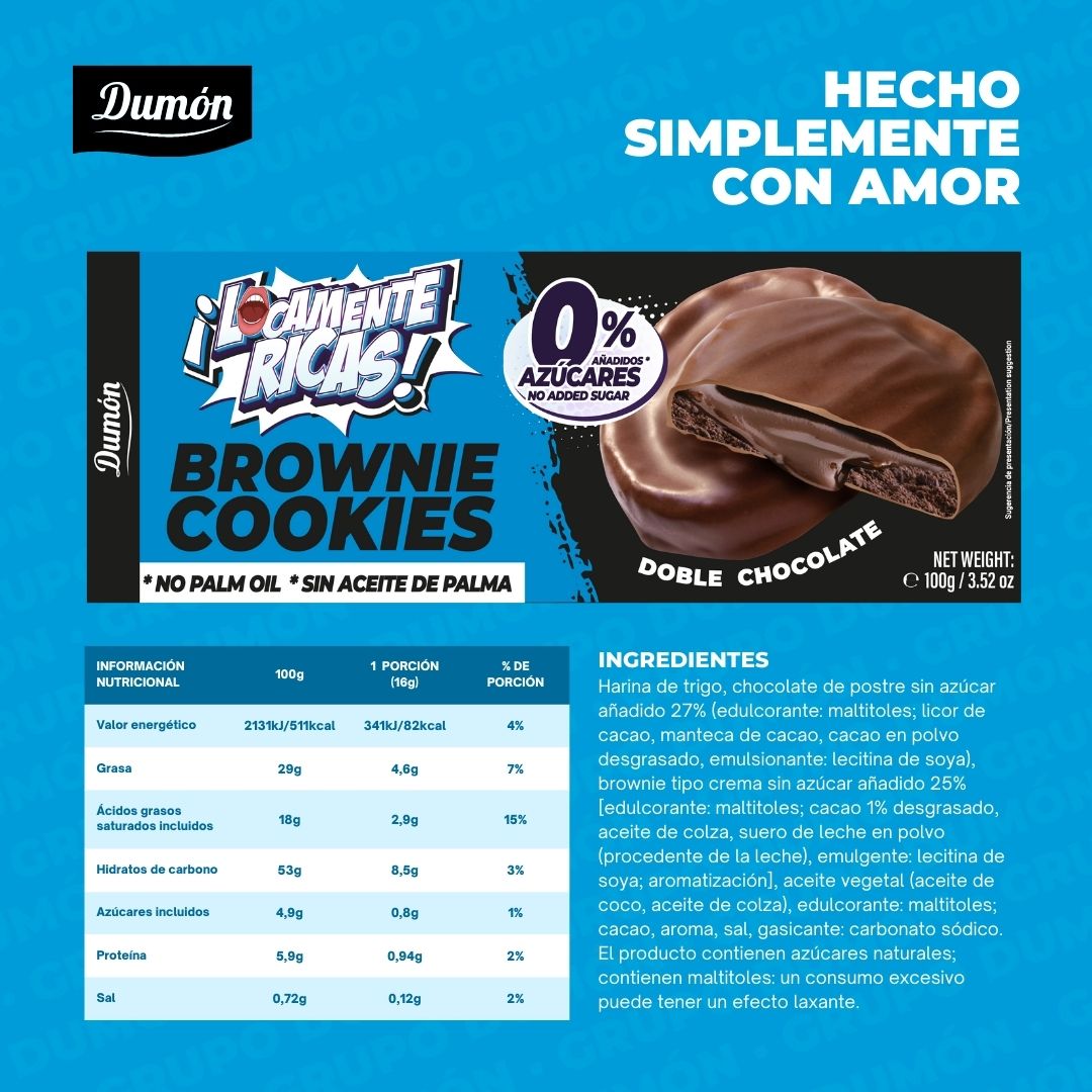 Galleta Brownie Doble Chocolate de 100GR - Dumón Locamente Ricas