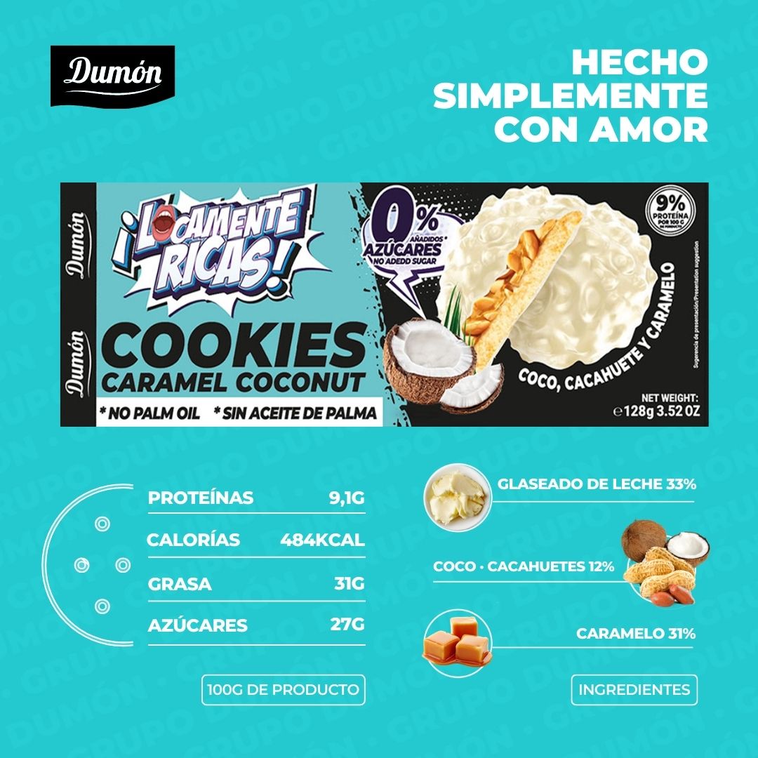 Galleta de Coco, Cacahuete y Caramelo 100GR - Dumón Locamente Ricas